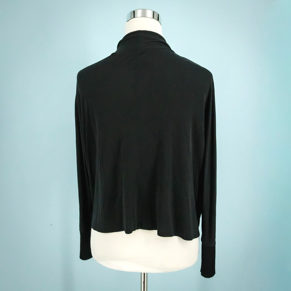 Eileen Fisher Size Medium M Black Open Drape 100% Silk Knit Cardigan Sweater - Picture 3 of 6